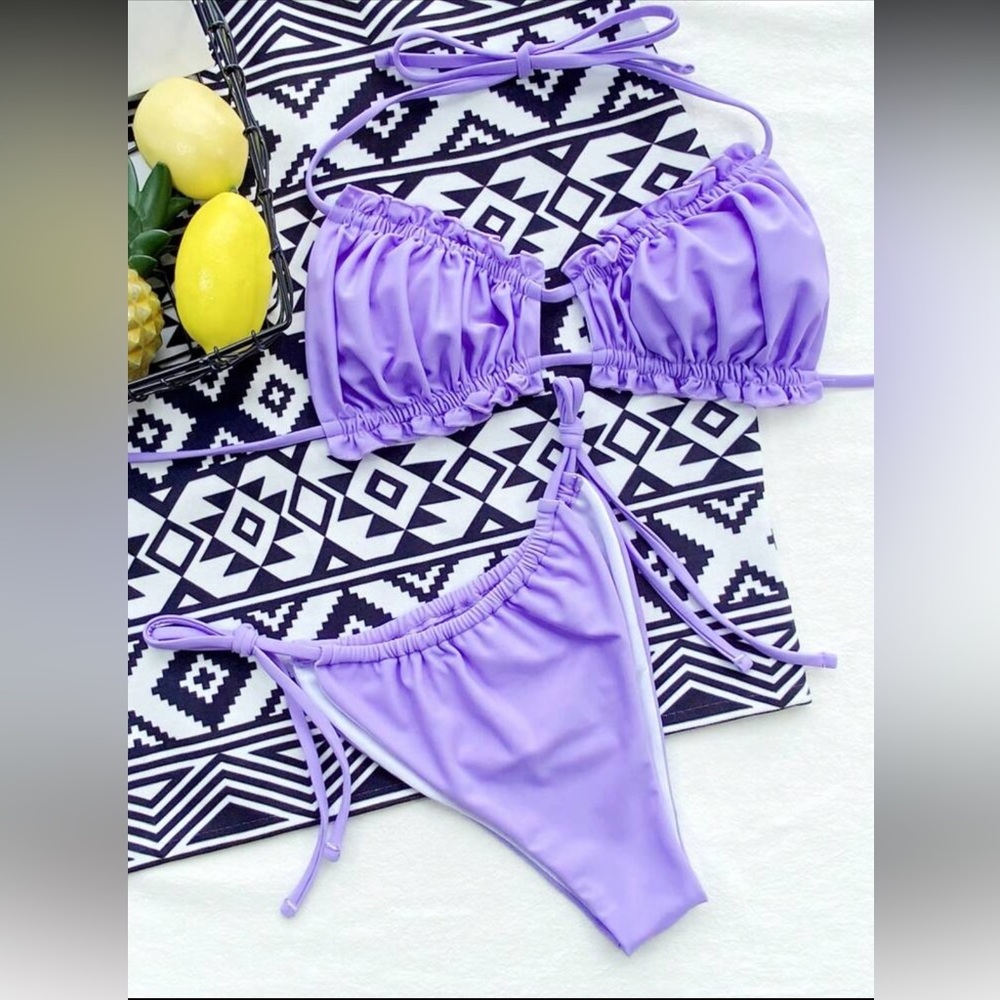 Lavender Ruffled Bikini Set - Picture 3 of 5